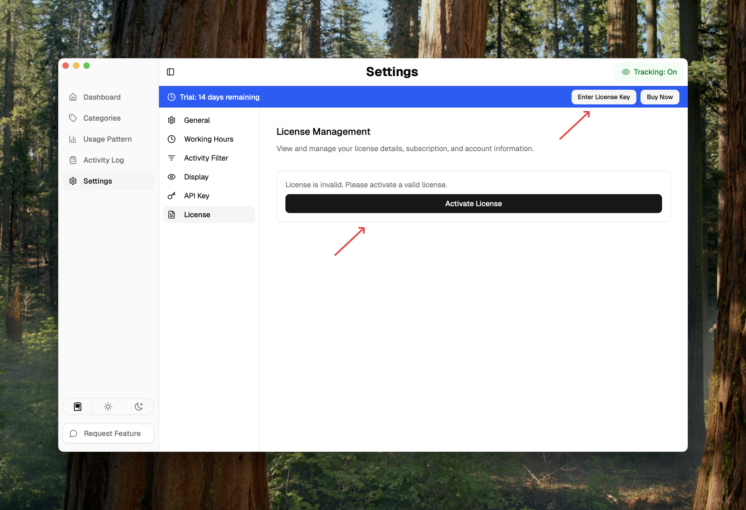 Activate your license in the app